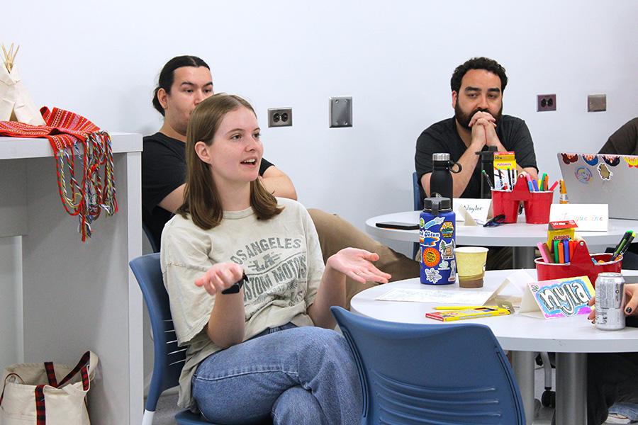 Wawatay student participating in a group discussion.