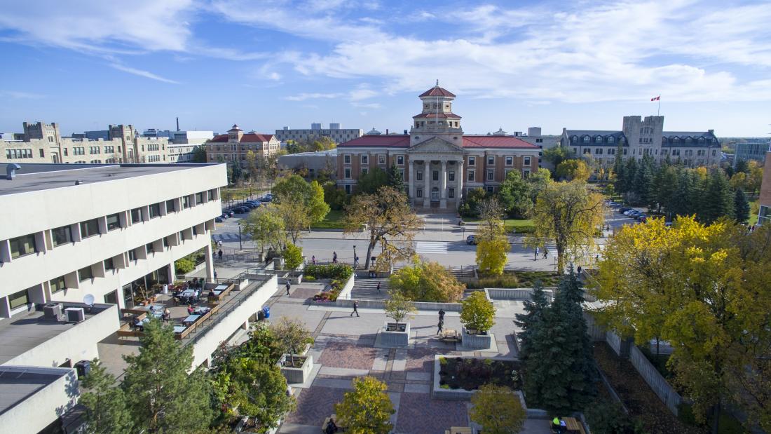 A drone picture of fort garry campus 