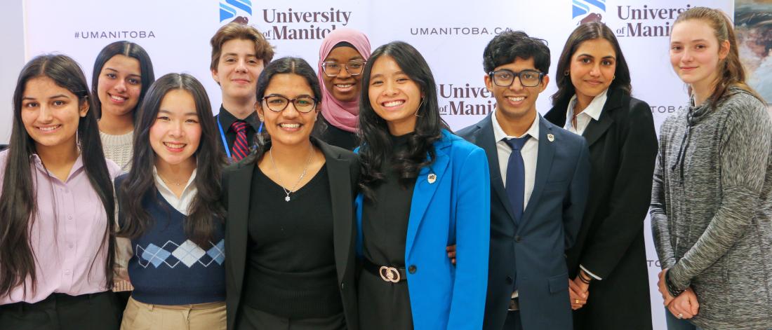 A group photo of the ten current BMO Financial Group Leader of Tomorrow scholarship recipients.