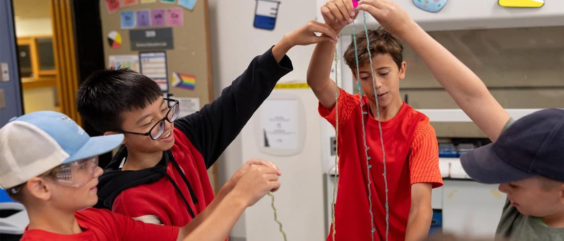 A group of boys in a science camp.