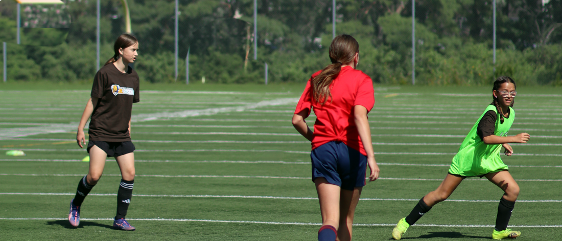Junior Bisons soccer players at high performance summer camp.