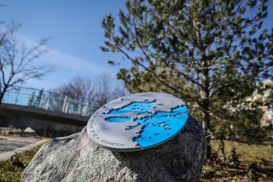 Indigenous art installation on the Fort Garry campus at the University of Manitoba.
