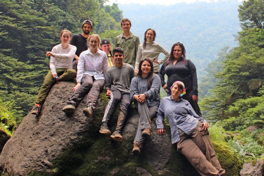 A group of students posing for a group photo in the Amazon.