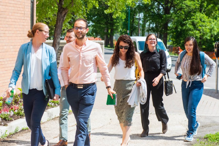 Group of Leadership Program students walking together.