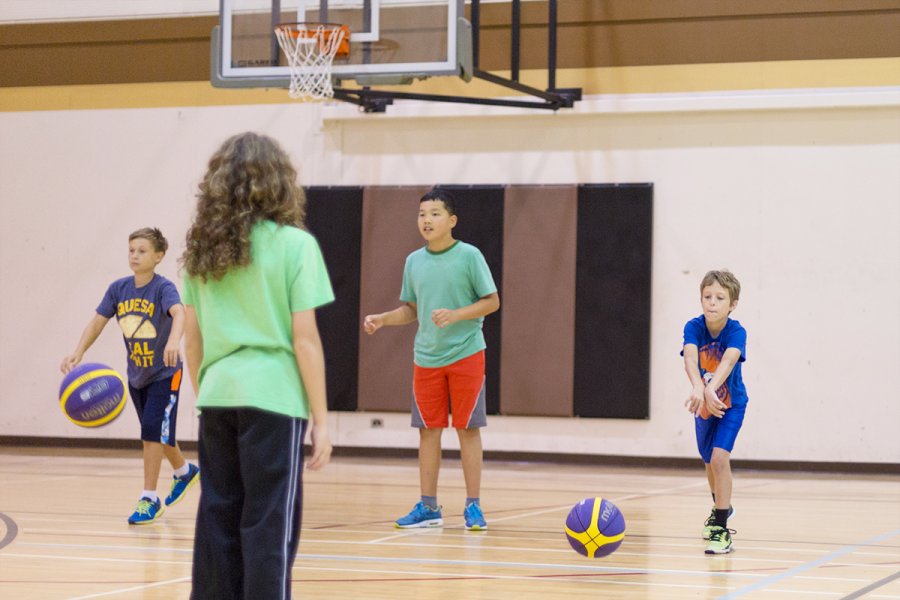 children playing basketball