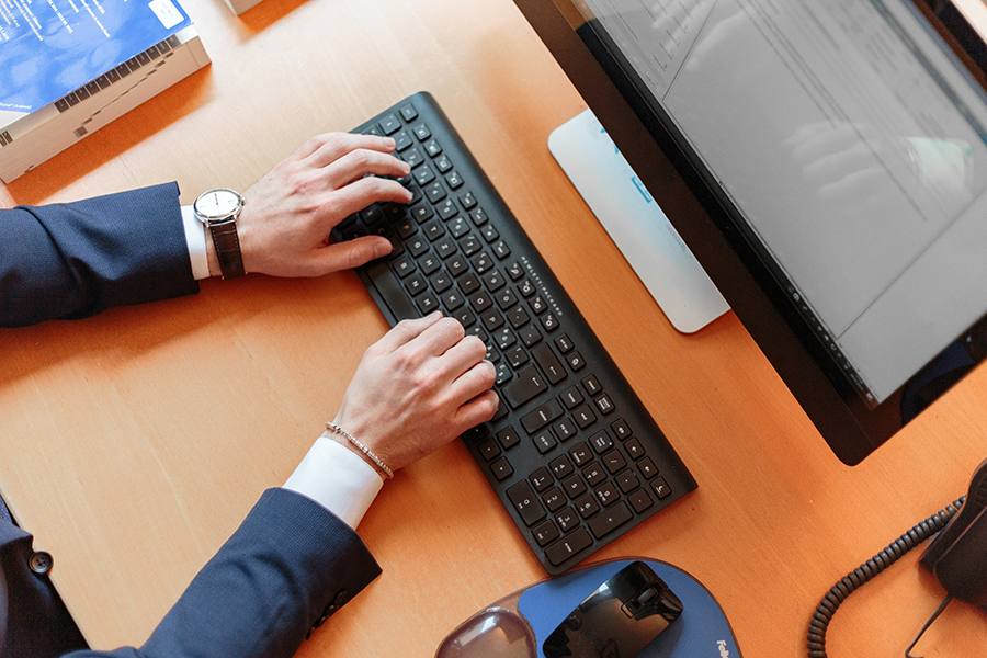 Hands on computer keyboard