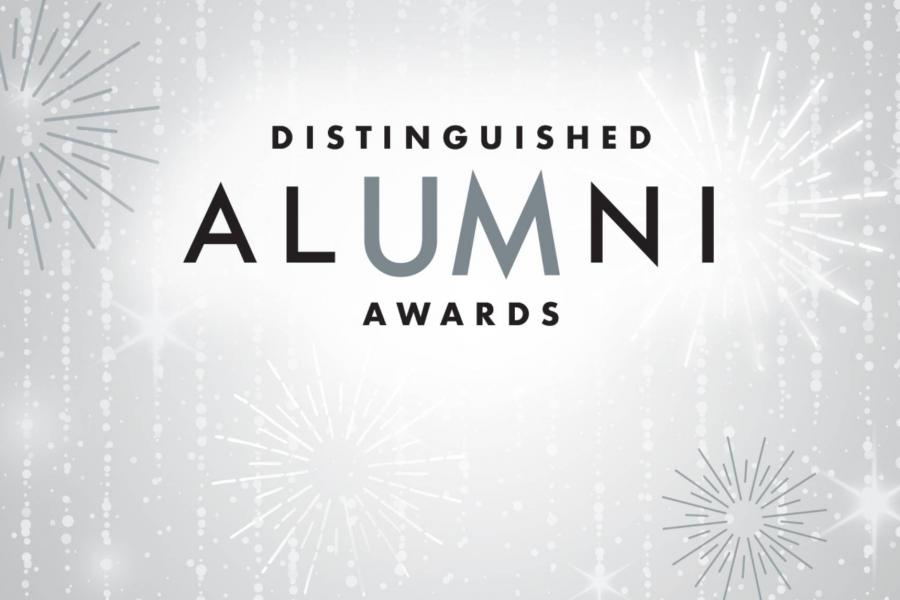 A graphic that says Distinguished Alumni Awards.