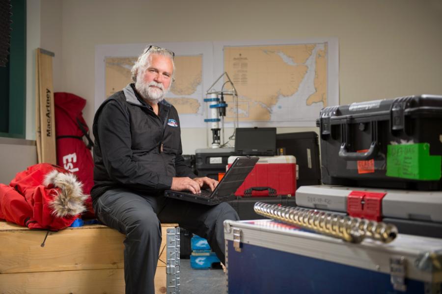 Dr. David Barber with Arctic research gear.