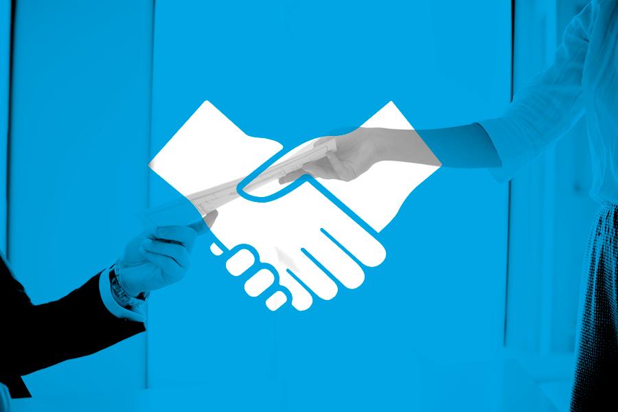 Policy and Procedures icon superimposed on a photo of two hands holding a document.