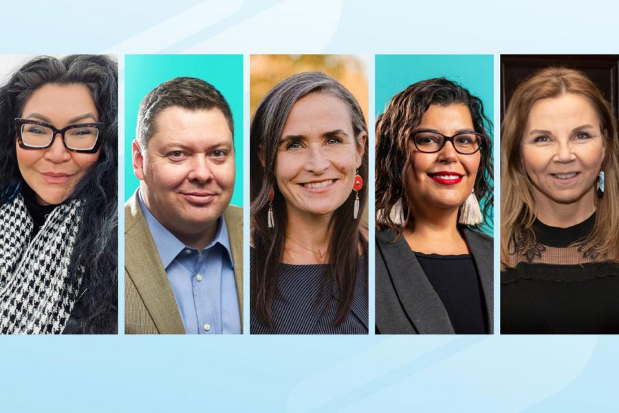 Indigenous senators 2022. L-R: Margaret Hart, Jeremy Patzer, Melanie Morris, Marcia Anderson, Debra Beach Ducharme.