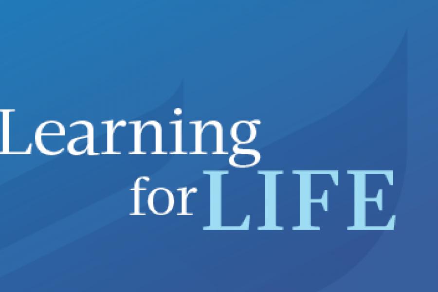 Learning for life on blue background