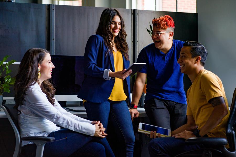 students talking in a group