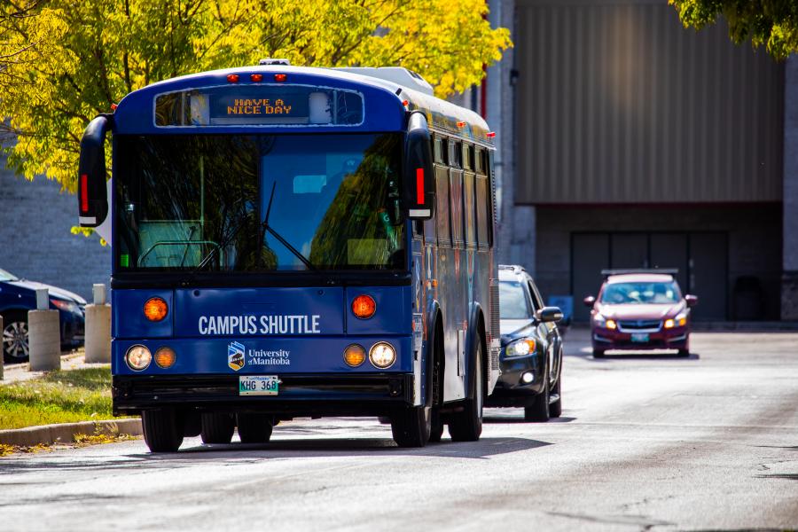 front of shuttle bus