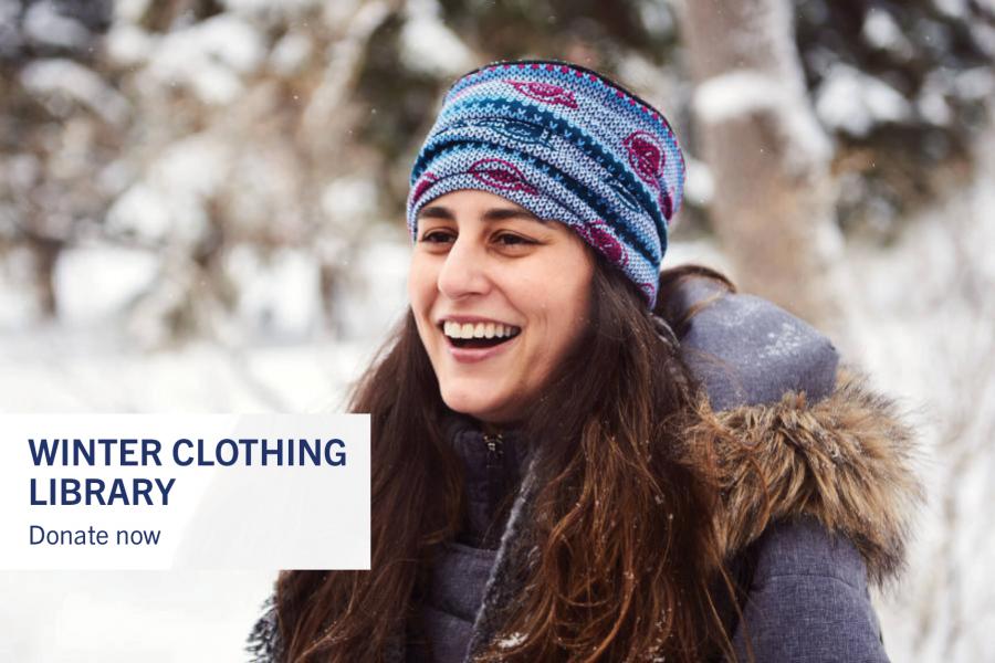 student smiling outdoors in Winter 