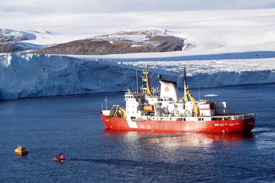 Canadian Coast Guard Ship Amindsen in the arctic ocean.