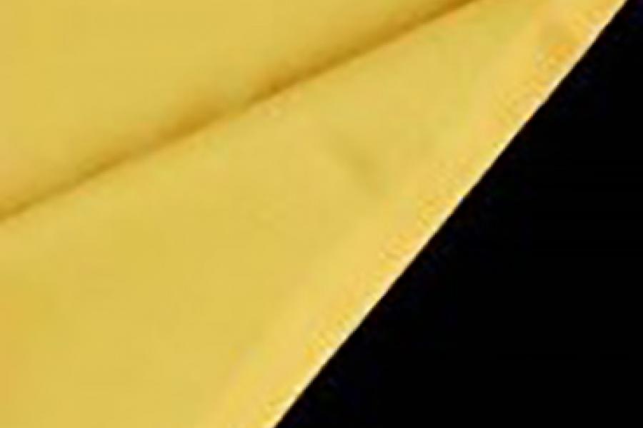 A graduation hood with a gold-yellow lining.