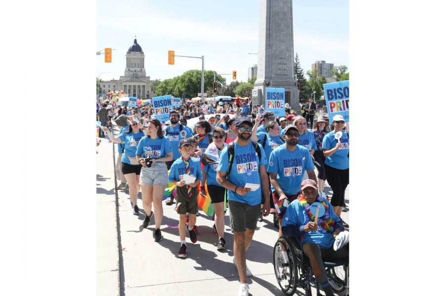 UM participants walking in the Winnipeg Pride Parade