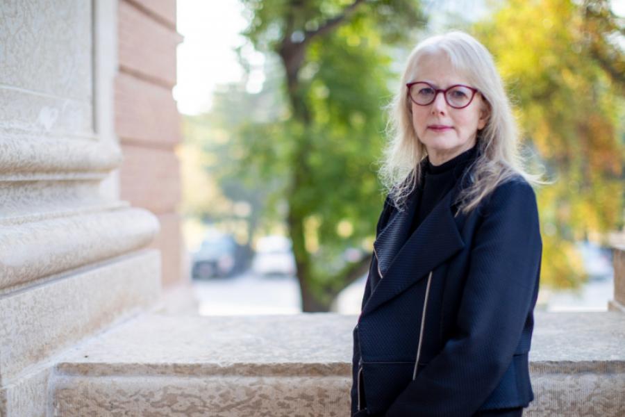 Provost and VP (Academic) Dr. Diane Hiebert Murphy standing outside the Admin Building