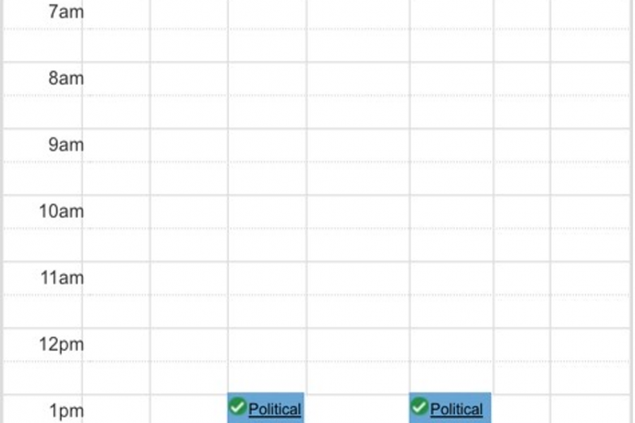 Image of Class Schedule for Fall 202 with red circles highlighting the UM logo, the Schedule, Schedule Details and Summary buttons, and the "Panels" button.