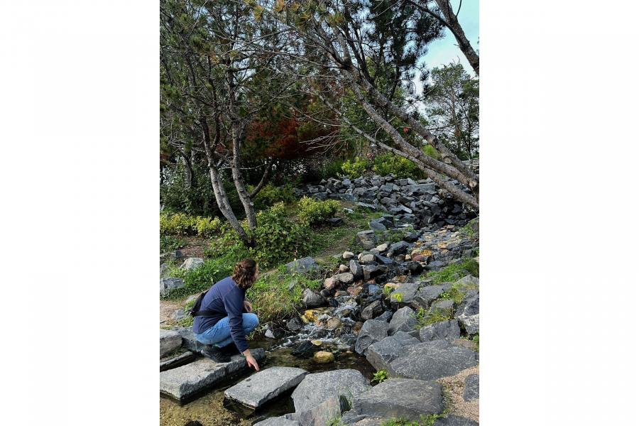 Exchange student Tanja on a hike in Manitoba.