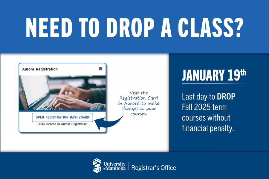 An image promoting the deadline to DROP a course without financial penalty for Winter 2026. January 19.
