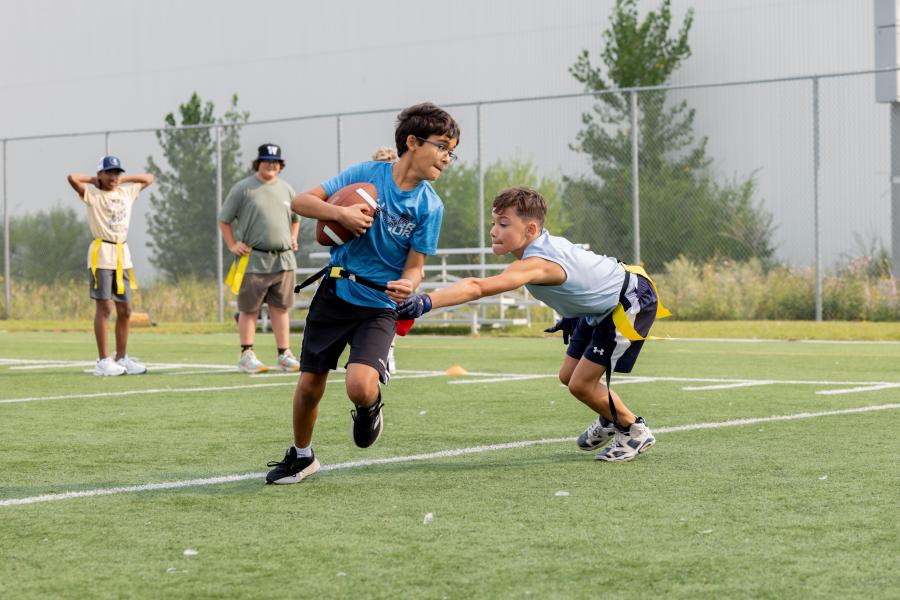 participants playing flag football