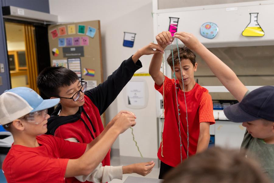 A group of boys in a science camp.