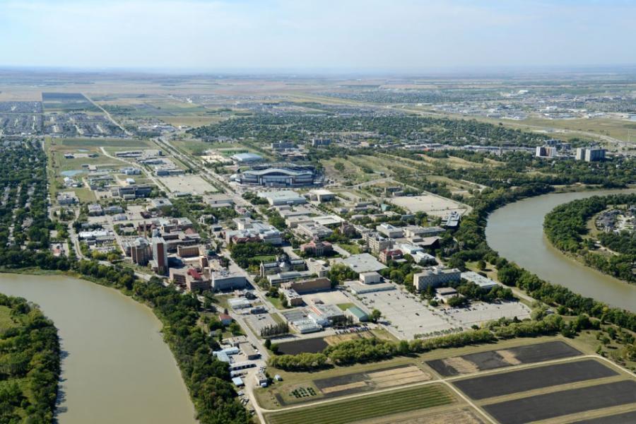 Aerial photo of Fort Garry Campus.