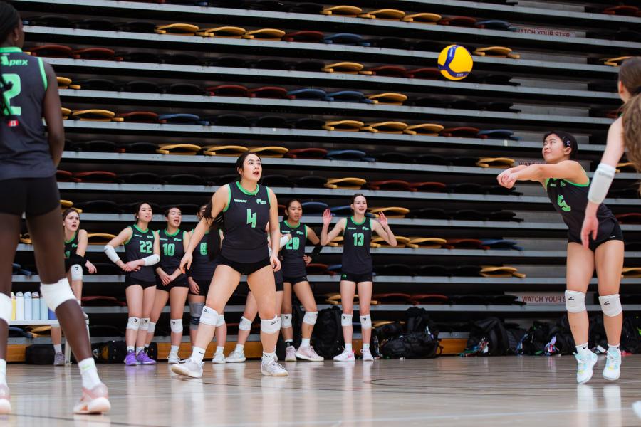 A player bumps the ball at Central Showdown volleyball tournament in March 2026.