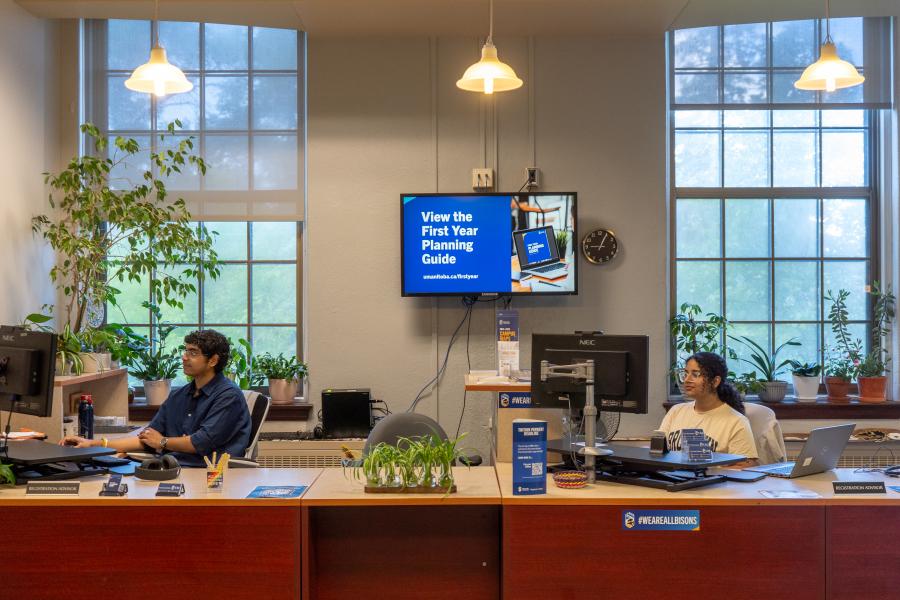 First Year Centre front desk with staff working