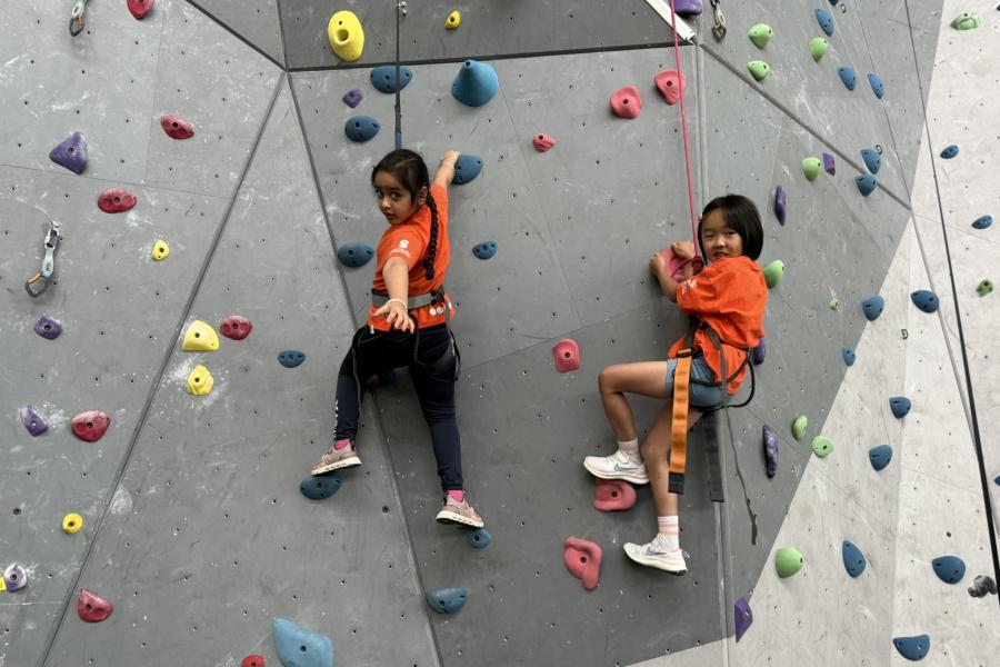 children wall climbing