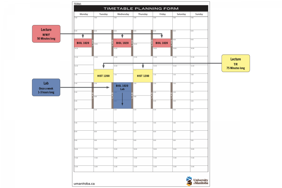 An example breaking down the timetable planning form.