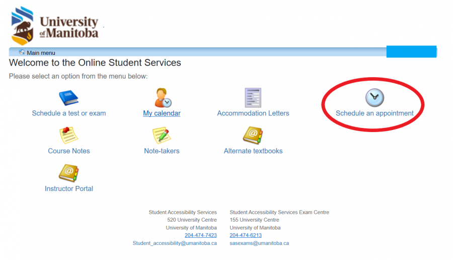 student portal landing page with right-most icon circled