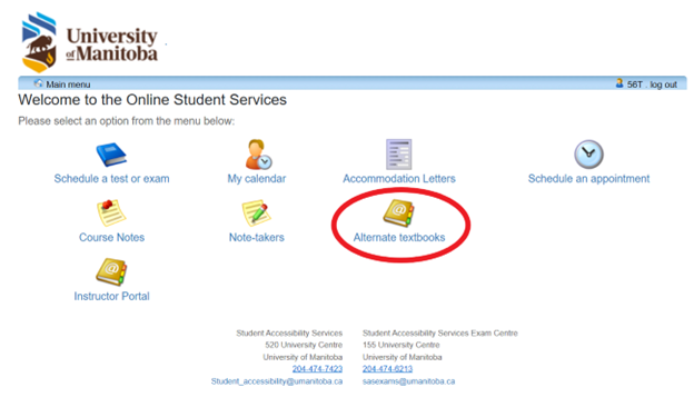 The SAS portal home page with the Alternate format link circled