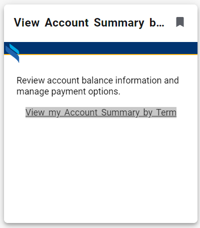 Account summary card, with blue banner under the title and a link to your account.