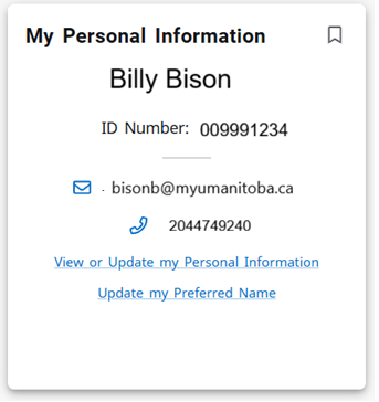 Personal information card in Aurora