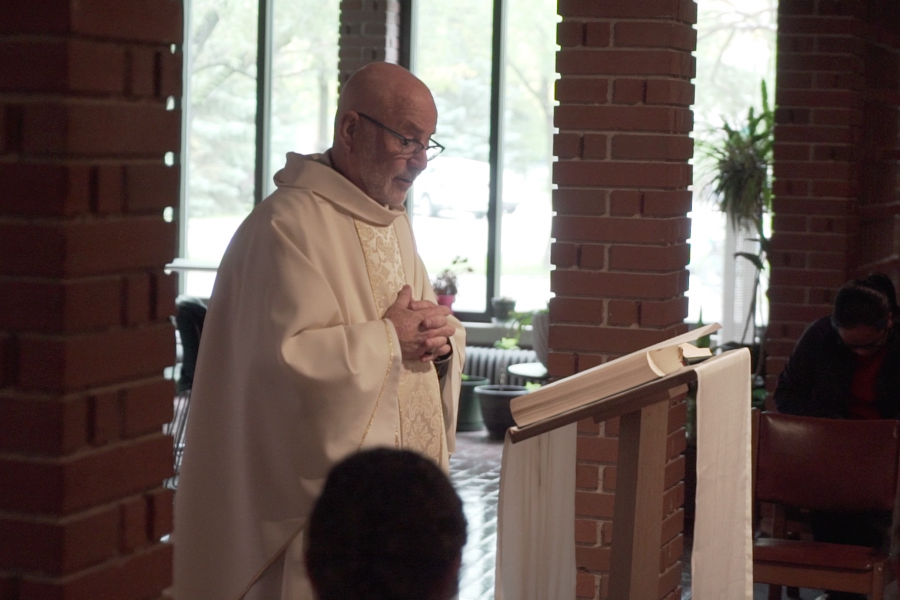 Fr. Colin says Mass in Christ the King Chapel